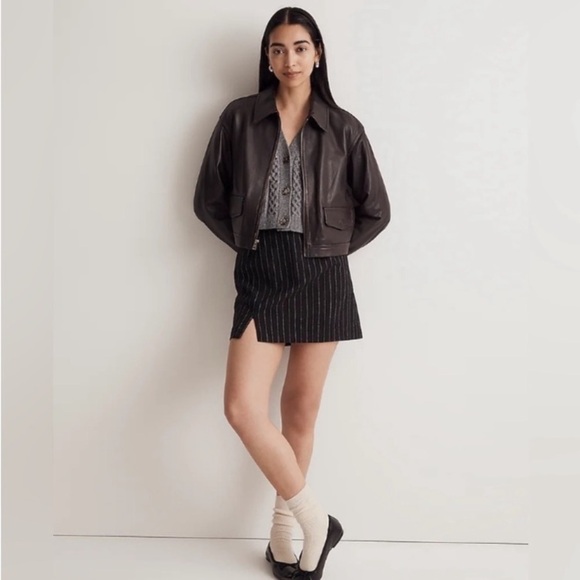 MADEWELL Pinstripe Wool Blend Mini Skirt Size 6 NEW Preppy - Picture 4 of 10